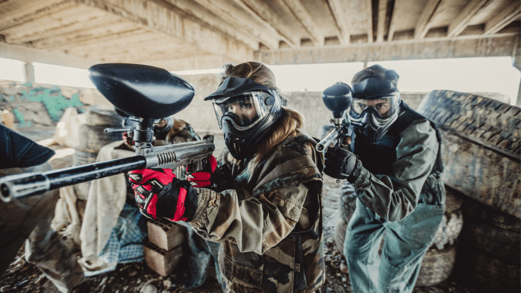 A group playing paintball as a sport