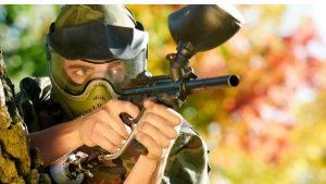 Paintball player trying out the best paintball guns